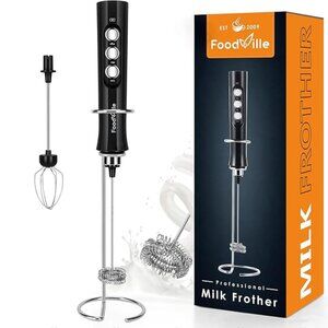 NEW FoodVille Rechargeable Milk Frother Handheld Foam Maker Cappuccino, Latte